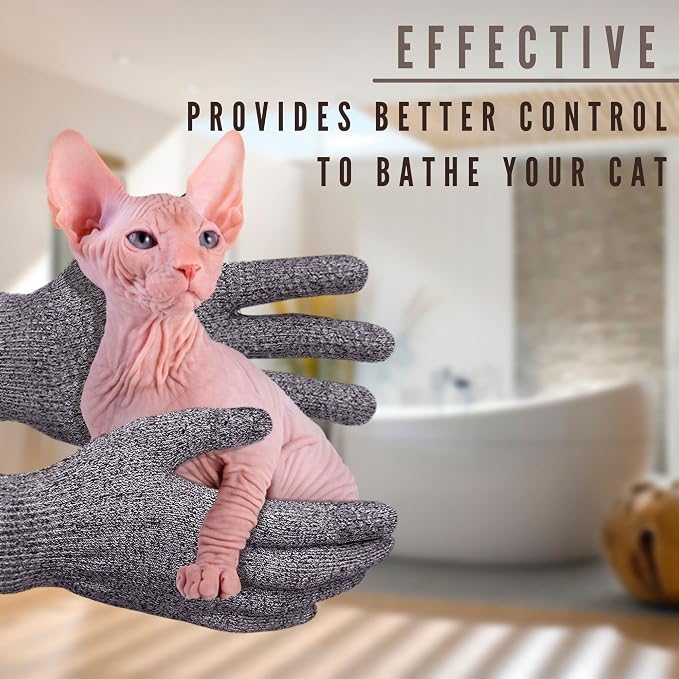 Sphynx Cat Bath Glove, Carbonized Bamboo Charcoal Exfoliating Mitt - Image 6