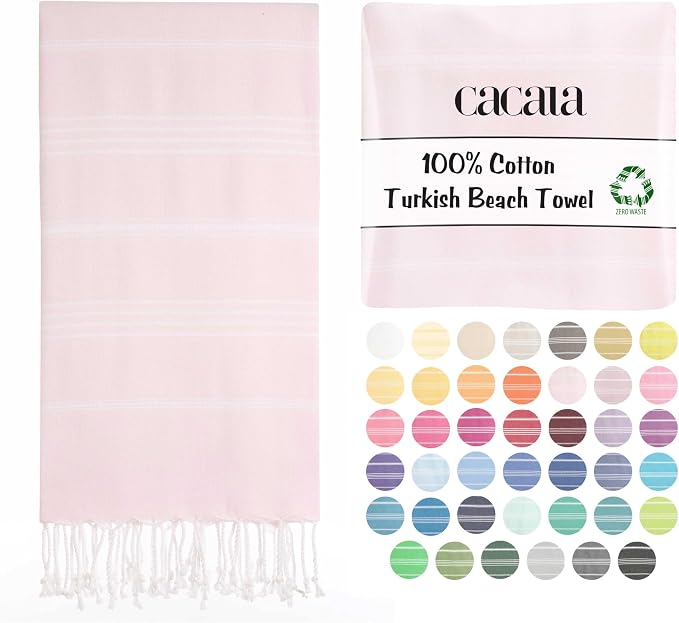 Cacala Lightweight and Thin Turkish Beach Towel 100% Cotton Sand-Free and by CACALA