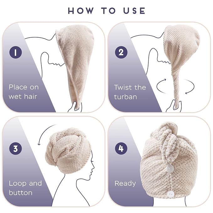 SimpleField 2 Pack Microfiber Hair Towel Wrap - Image 6