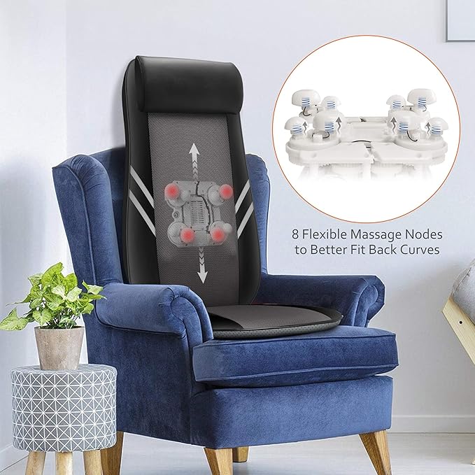 Snailax Back Massager with Heat, Shiatsu Massage Seat Cushion, 8 Flexible Nodes - Image 3