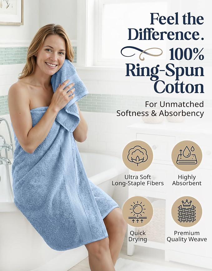 LANE LINEN 100% Cotton Bath Towels 6 Piece Set - Image 2