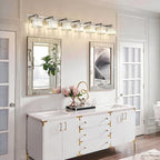 Aipsun Brushed Nickel Bathroom Light Fixtures Crystal Vanity Lighting Fixture - Image 7
