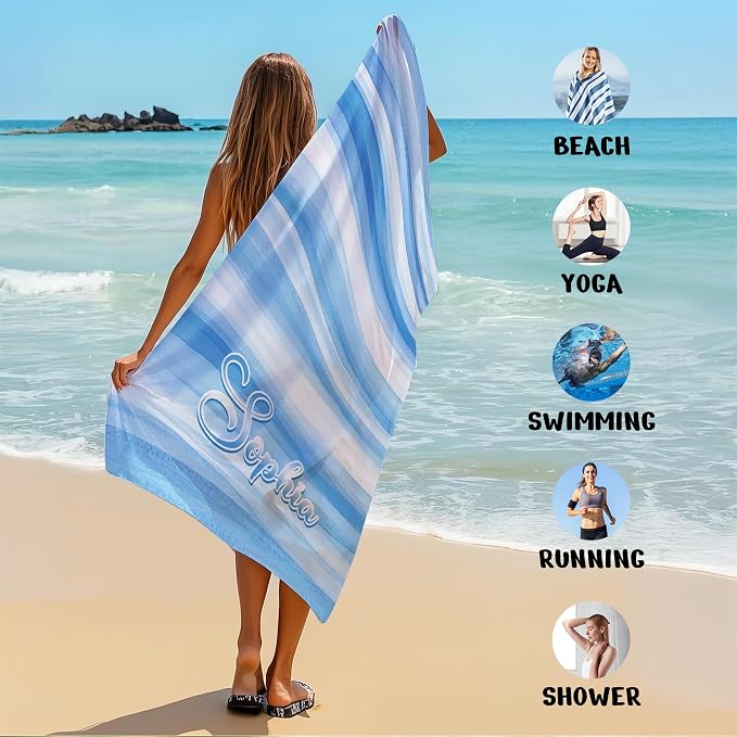 JML Custom Beach Towel with Name, Personalized Microfiber Beach Towel with Name - Image 6