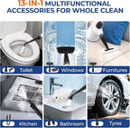 Steam Cleaner, Pressurized Handheld 13pcs Multi-Purpose Natural Deep Cleaning - Image 5
