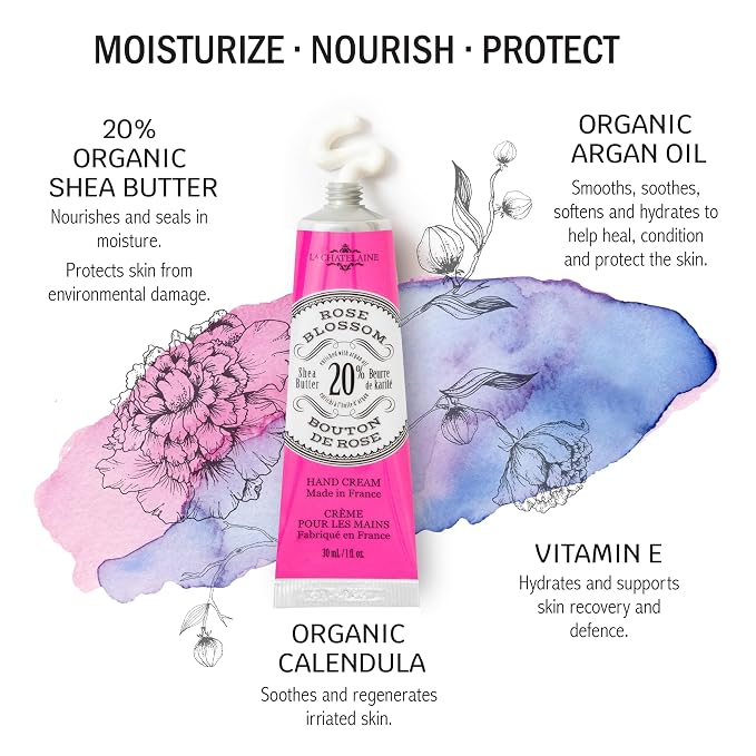 La Chatelaine 20% Shea Butter Hand Cream Travel Size, Organic Argan Oil - Image 2