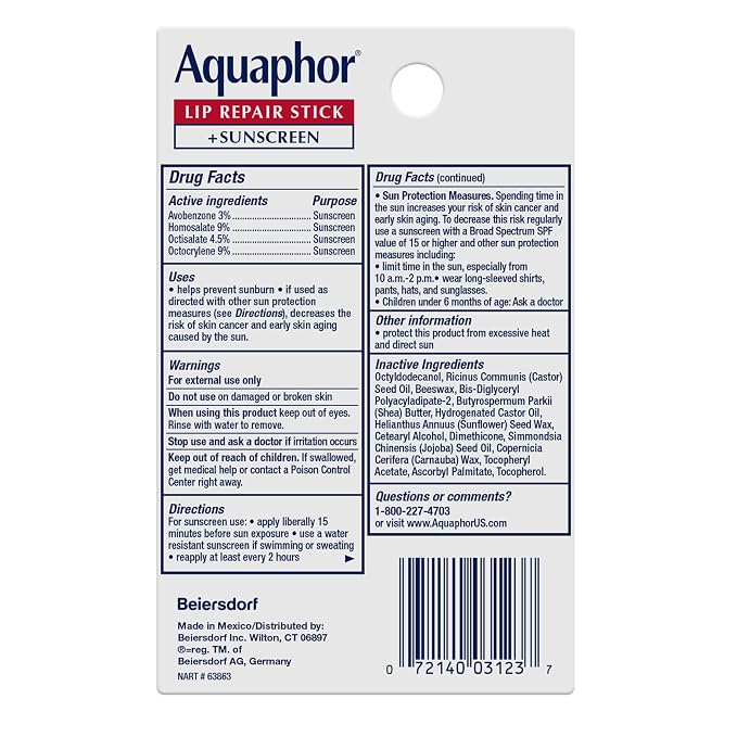 Aquaphor Lip Balm Set with Jojoba Oil and Shea Butter, Lip Repair Stick + - Image 7