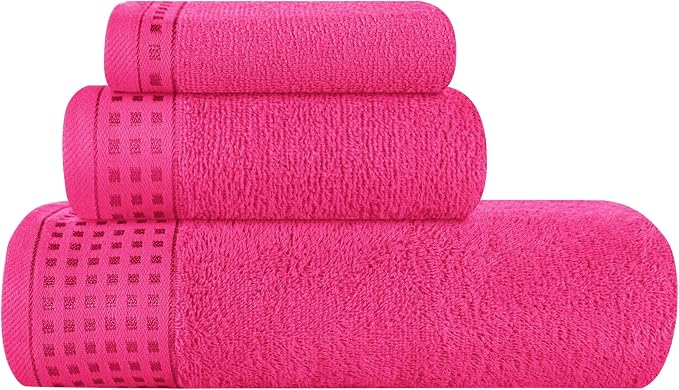 GLAMBURG Ultra Soft 3 Pack Cotton Towel Set, Contains a Bath Towel 28x55 inch by GLAMBURG