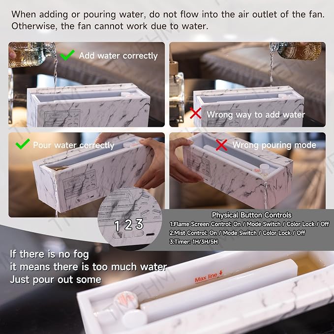 TMEHM Fireplace Flame Air Diffuser Humidifier, 7 Colors Aromatherapy Essential - Image 8