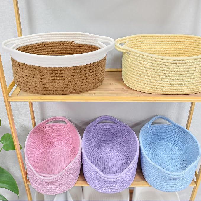 ABenkle Small Basket with Handles, Boho Decorative Rope Woven Dog Cat Toy - Image 8