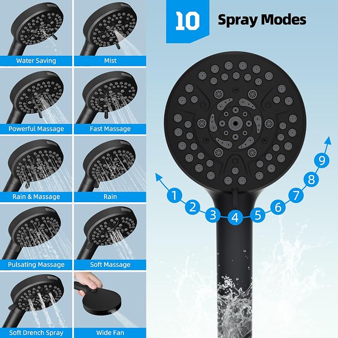 Hibbent All Metal CUPC Certified Shower Head, Handheld Showerhead Combo - Image 5
