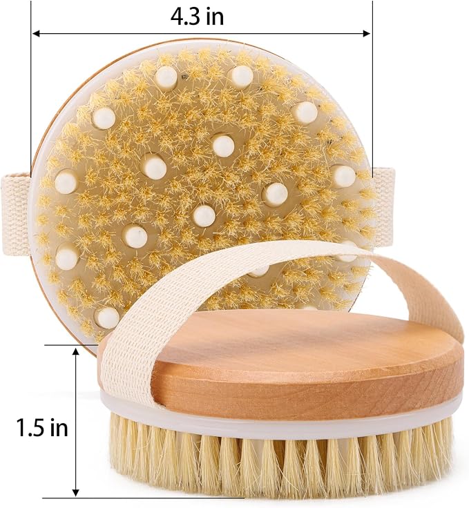 2-Pack Dry Brushing Body Brush for Lymphatic Drainage, Round Dry Exfoliating - Image 2