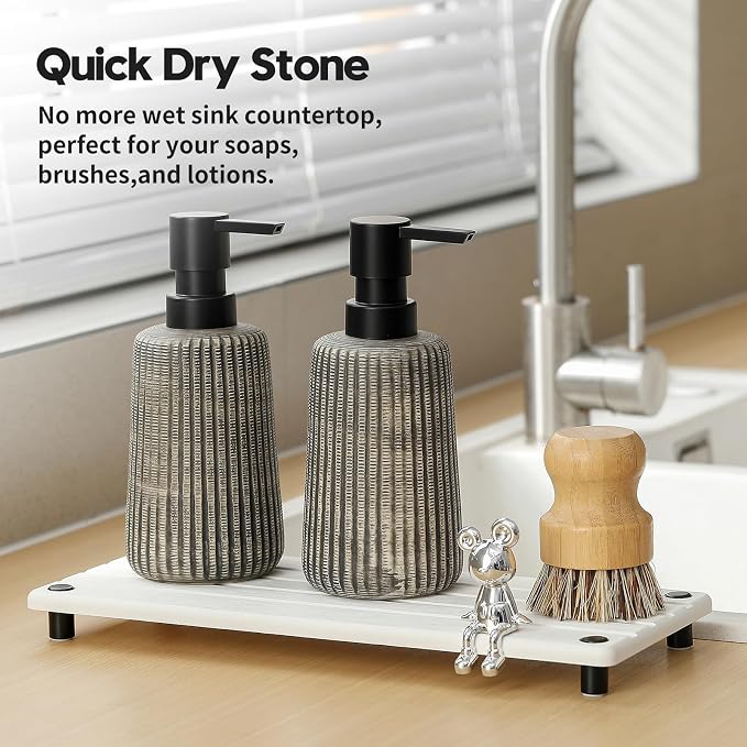 Razborci Instant Dry Sink Caddy Kitchen Sink Organizer, Quick Drying Stone Tray - Image 2