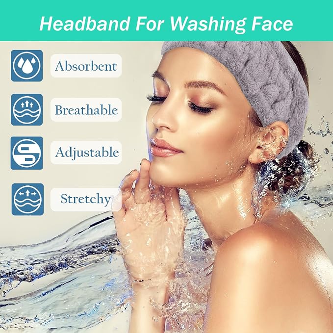 Microfiber Spa Headband 3-Pack, Soft Terry Cloth Headband - Image 2