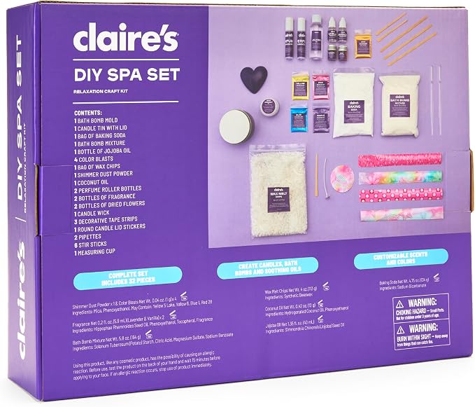 Claire’s DIY Bath Bomb & Scented Candle Making Set, 32-Piece Spa Craft Kit - Image 6