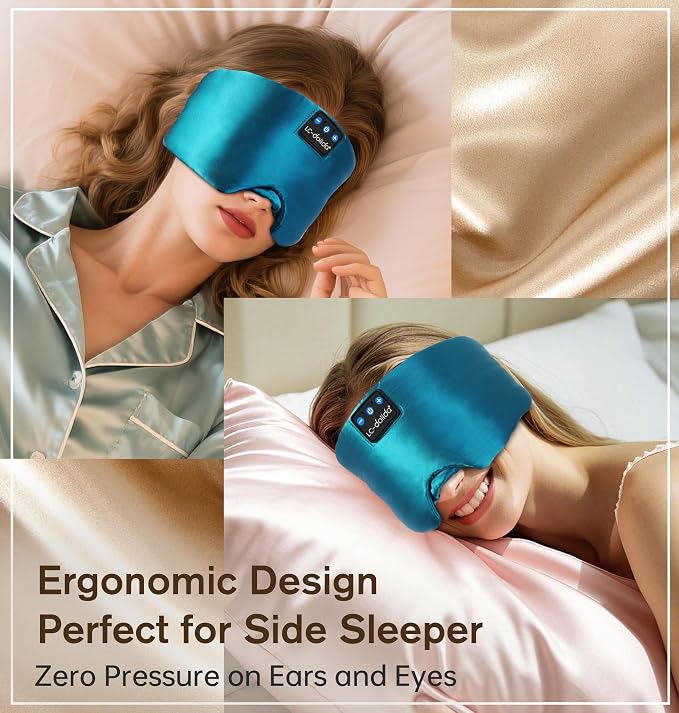 LC-dolida Luxurious Silk Soft Sleep Mask, Sleep Headphones - Image 4