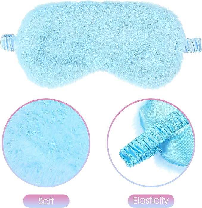 2 Pcs Plush Eye Mask Soft Sleeping Blindfold Eye Cover Comfortable Furry Faux - Image 3