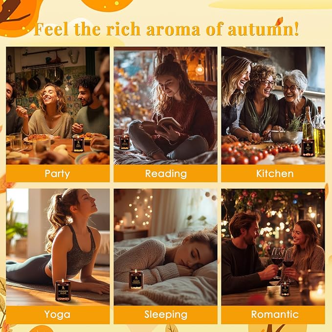 Fall Candles, 6 Pack Soy Candle Set, Scented Candles - Image 4