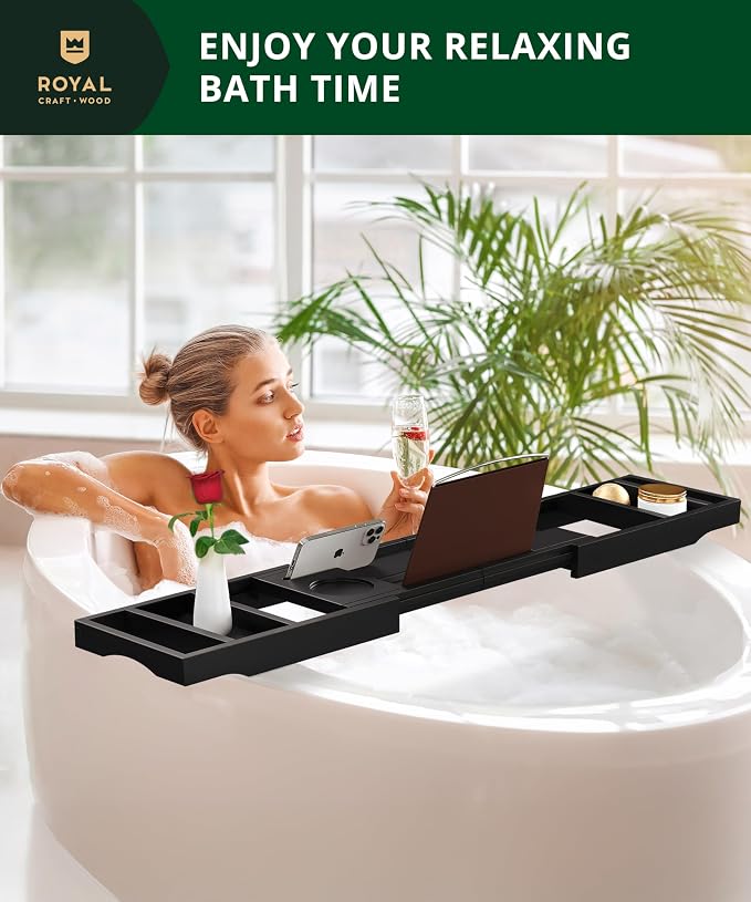 ROYAL CRAFT WOOD Premium Foldable Bathtub Tray Caddy - Image 9