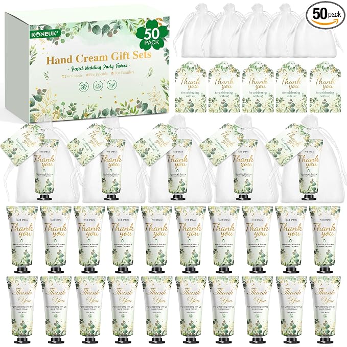 50 Pack Bulk Hand Cream Gifts Sets, Wedding Party Favors, Bridal Shower Gifts by KONEUK