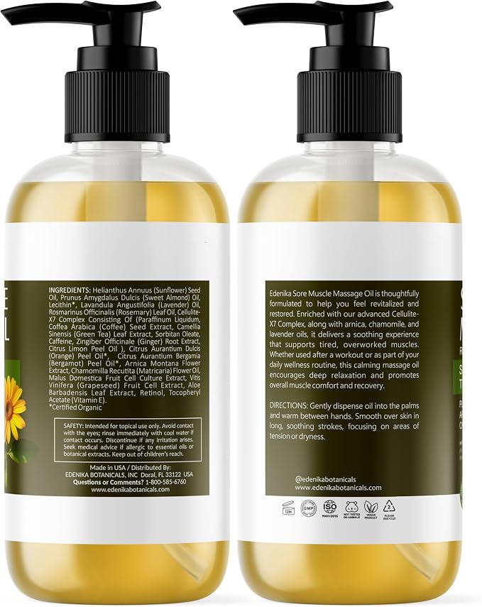 Edenika Botanicals Maximum Strength Sore Muscle Massage Oil - Image 7