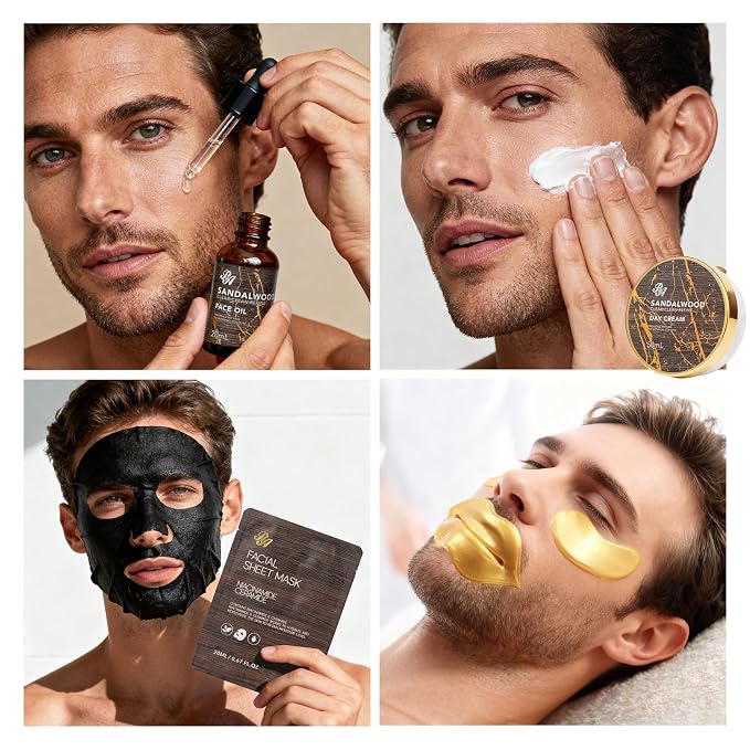 Sandalwood Beard Grooming Set For Men, Spa & Self-Care Gift Basket Set - Image 2