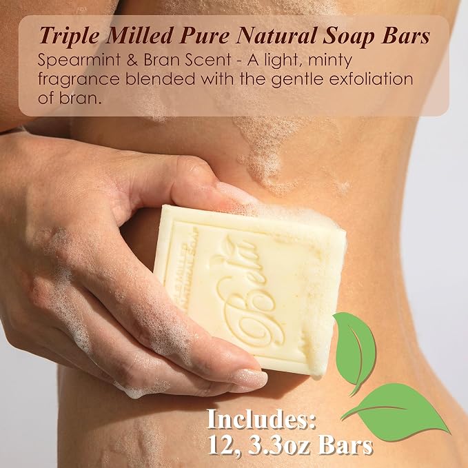 BELA Spearmint and Bran Soap 3.3 OZ Pack of 12, Long Lasting French Triple - Image 2