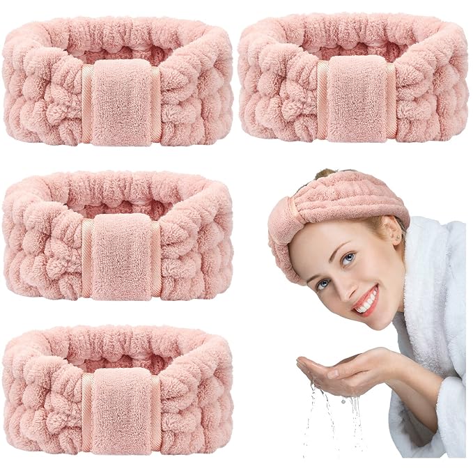 WILLBOND 4 Pack Microfiber Headbands Spa Facial Headbands Makeup Head bands by Willbond+Technology+Limited