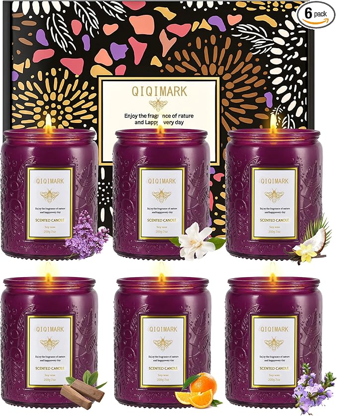 6 Pack Candles for Home Scented, Christmas Gifts Candle Set for Women, 42 oz by QIQIMARK