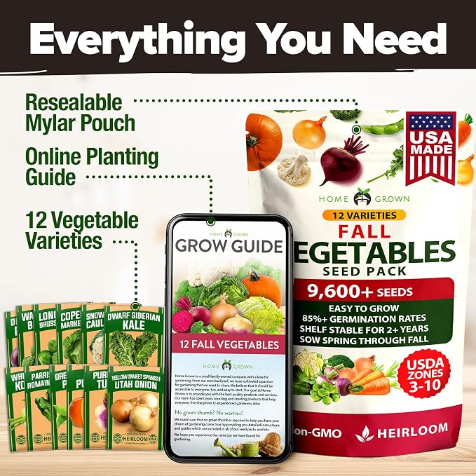 HOME GROWN 12 Fall Vegetable Seeds 9600+ Heirloom Non-GMO, High Germination - Image 7