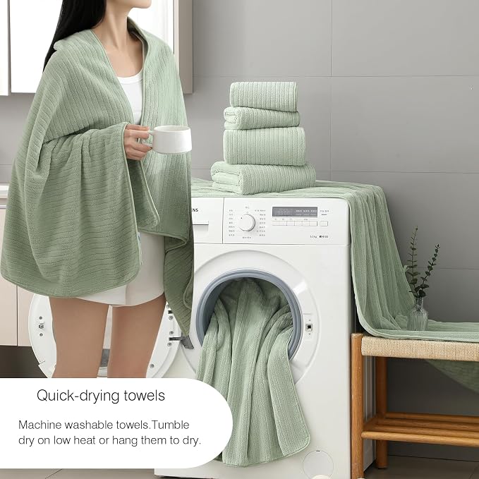 18 Piece Family Bath Towel Set Include 6 Bath Towels, 6 Hand Towels and 6 - Image 2