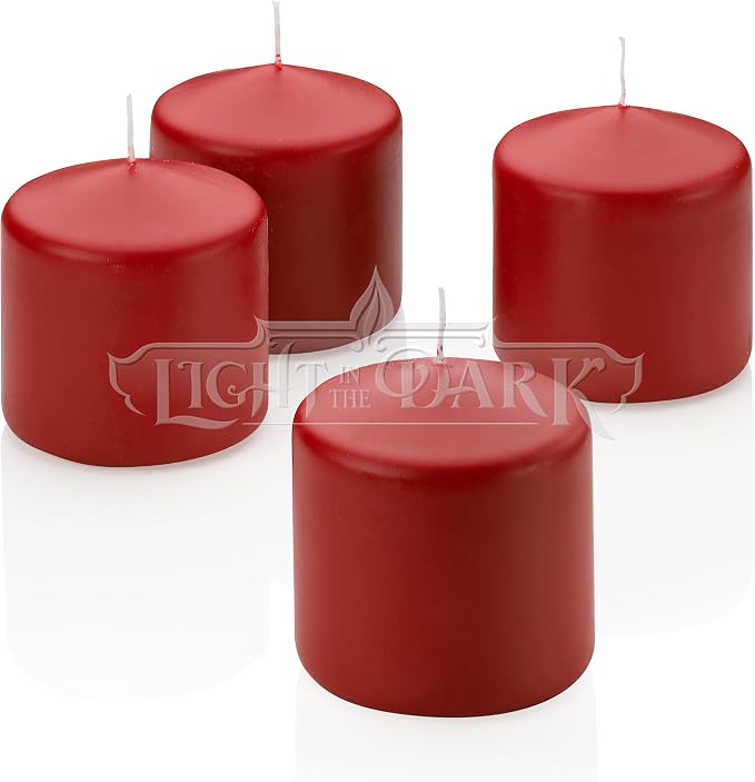 Light In The Dark 4 Red Apple Cinnamon Scented Pillar Candle 3 Inch Tall X 3 - Image 2