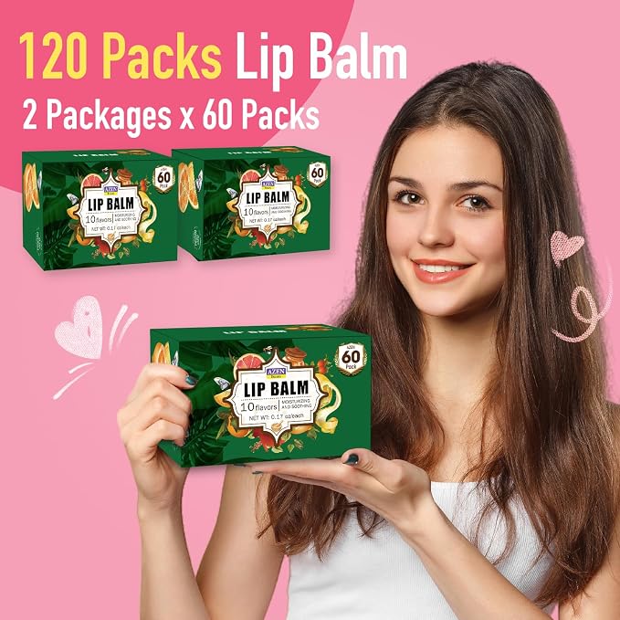 AZEN 120 Pack Lip Balm, Natural Lip Balm Bulk, Lip Care Product, Moisturizing - Image 6