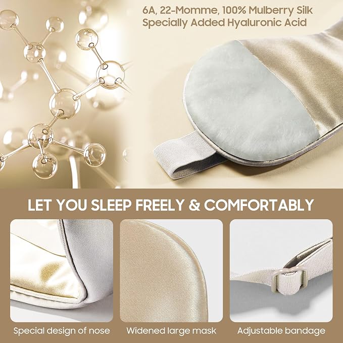 Sleep Mask 100% Mulberry Silk for Light Blocking, ZOESMIEN Eye Mask for Women - Image 2