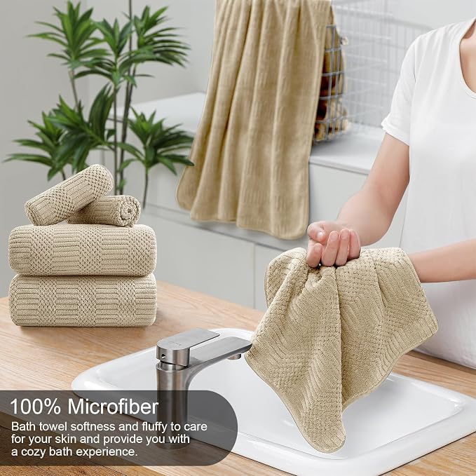 Ycosy 4 Pack Extra Large Microfiber Bath Towels Set, 35x70 inches, Less Lint - Image 3