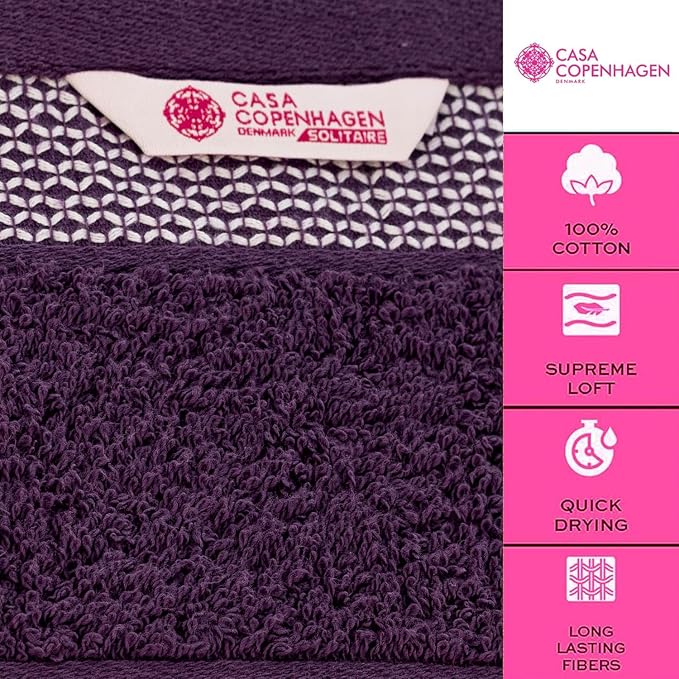 CASA COPENHAGEN Solitaire 6Pcs 100% Egyptian Cotton Large Designer Towels Gift - Image 2
