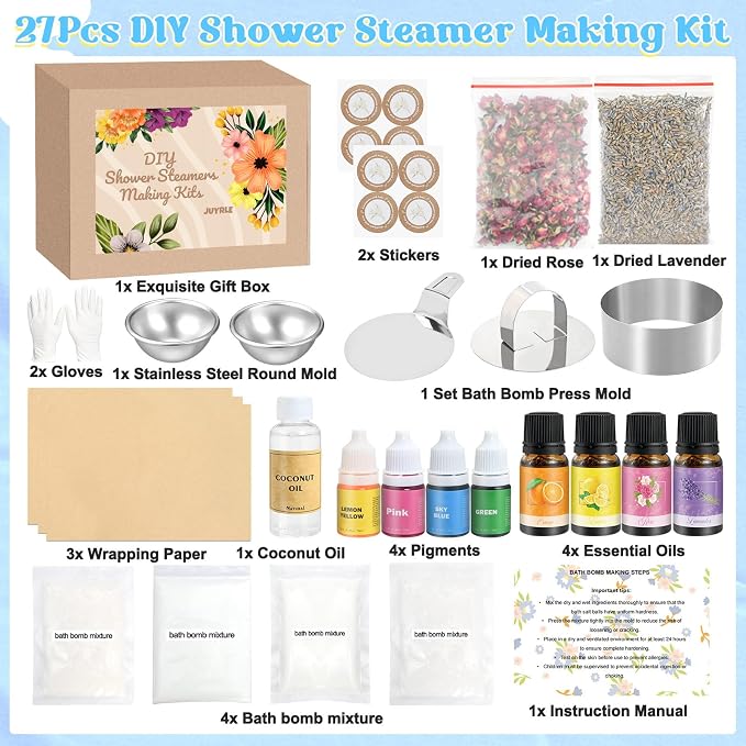 JUYRLE Bath Bomb Making Kit- 49Pcs DIY Bath Bomb Kit - Image 2