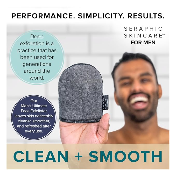Seraphic Skincare Men Ultimate Exfoliating Facial Mitt – 100% Vegan Dual-Sided - Image 7