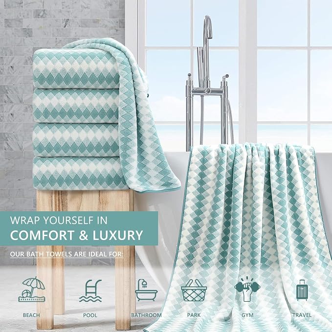 4 Piece Bath Towel Set Oversized Bath Sheet 35"x70" Bathroom Towel Extra Large - Image 2