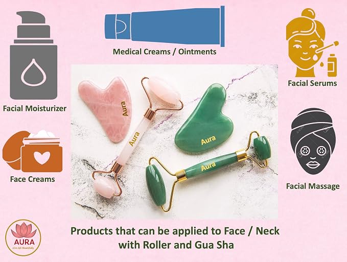 Premium Certified Luxury 100% Authentic Rose Quartz Pink Roller & Gua Sha Set - Image 6