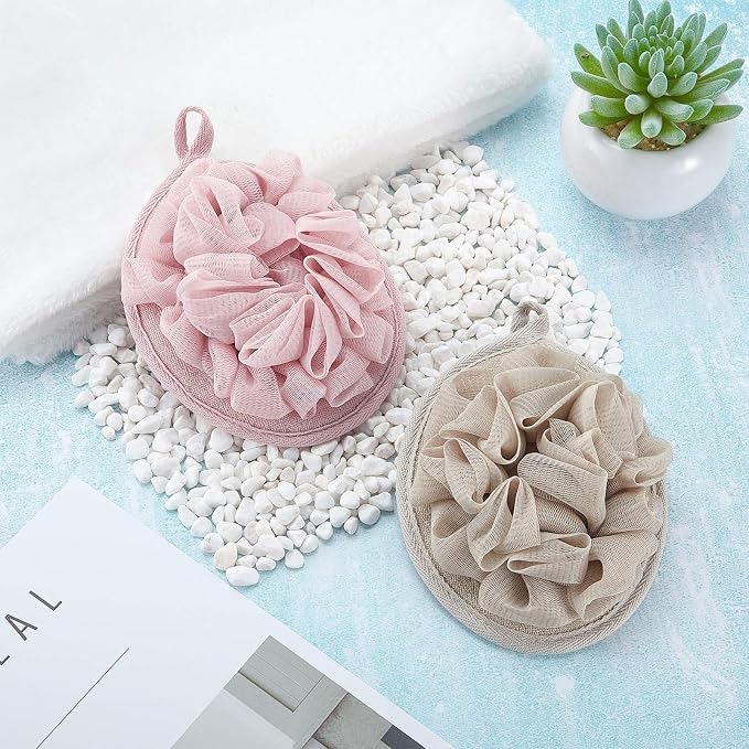 Boao 3 Pcs Bath Shower Pouf Sponge Mesh Pouf Shower Ball Exfoliating Body - Image 6
