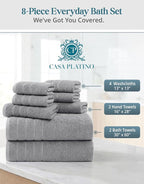 Casa Platino Premium Cotton Bath Towel Set 8 Pcs - Image 4