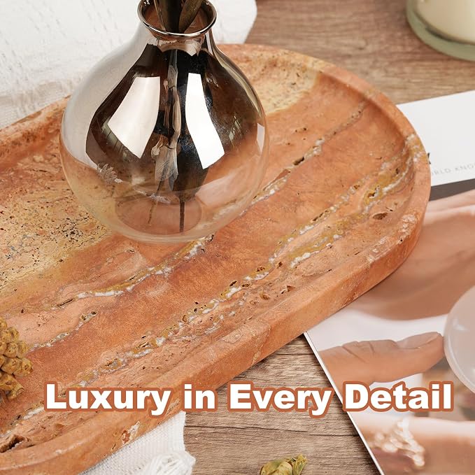 Koville Turkish Natural Travertine Tray, Countertop Organizer, Catchall - Image 7