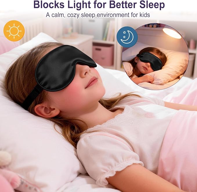 Kids Sleep Mask, Kids Eye Mask for Boys Girls, Kid Silk Eye Masks - Image 5