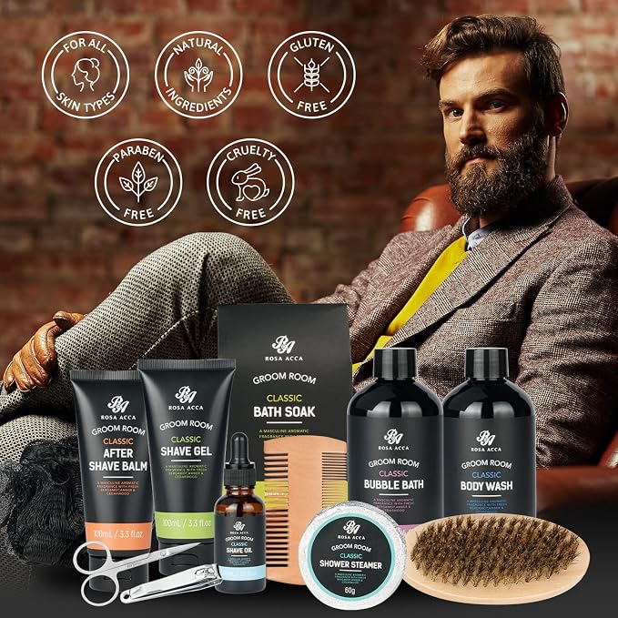 14 Pcs Bath & Body Gift Set for Men, Father's Day Gifts, Beard Grooming - Image 6