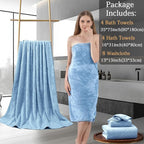 8-Piece Blue Bath Towels Set, 2 Oversized Large Bath Towels Sheet, 2 Hand - Image 5