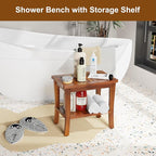 Large Teak Wood Shower Bench Stool - Image 2