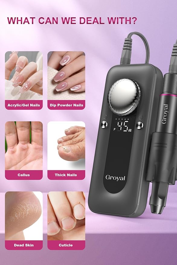 Electric Nail Drill 45000RPM Cordless Portable Rechargeable Nail Drill Kits - Image 2