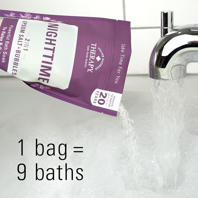 Village Naturals Therapy, Nighttime Foaming Epsom Soak, 36 Oz - Image 4