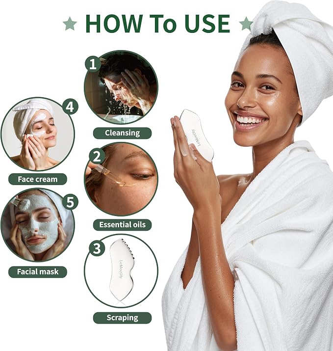 LeMeeOly Stainless Steel Gua Sha Facial Tools Metal GuaSha Tool - Image 4