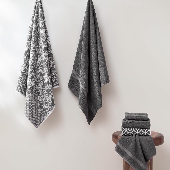 Modern Threads Botanical Vine 6-Piece 100% Cotton Towel Set – Reversible Yarn - Image 2